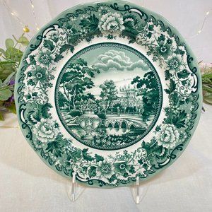 LEGEND British Heritage Earthenware Belmont Garden Toile Green Dinner Plates 4